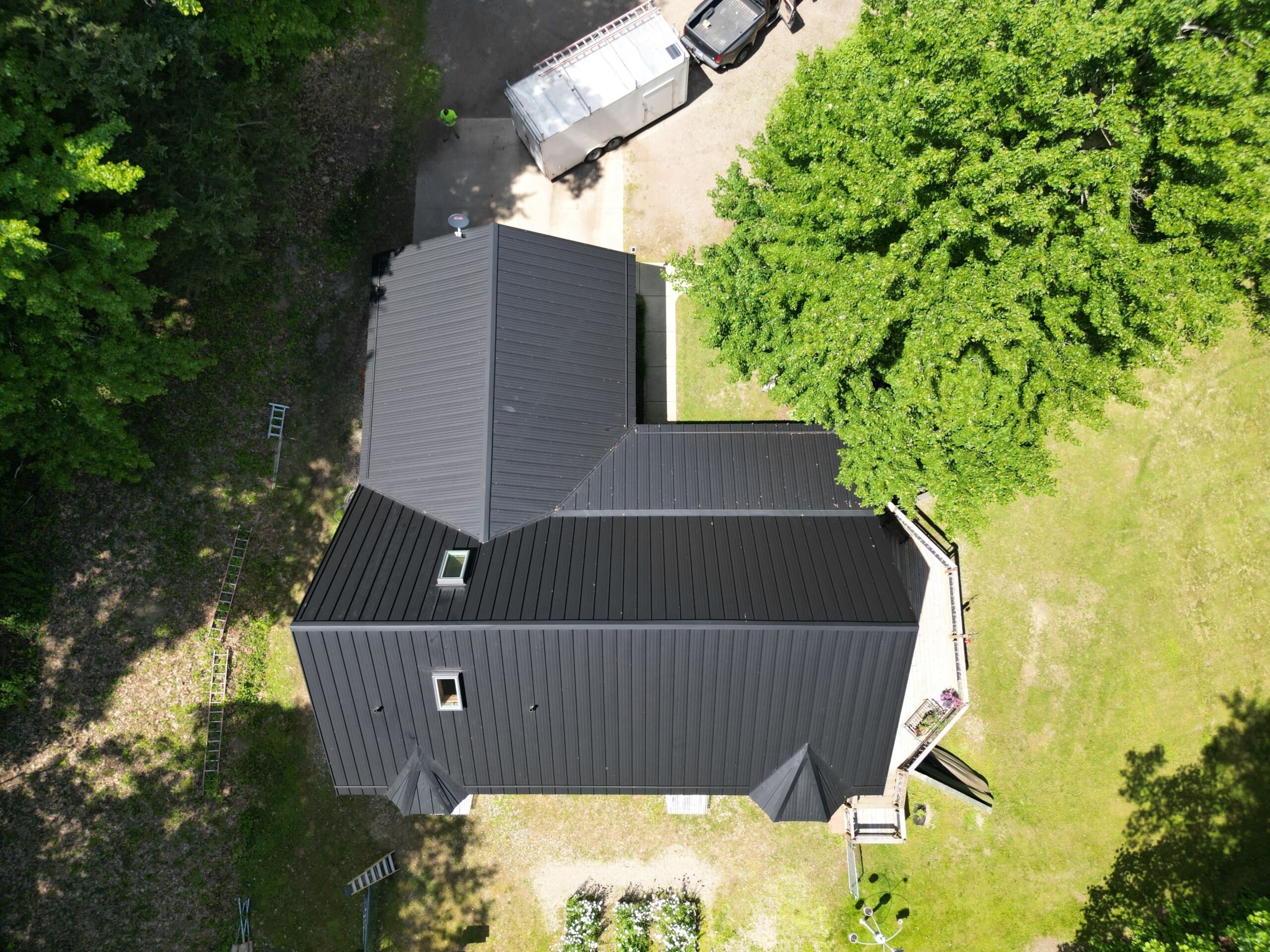 stylized metal roof on home top view Roofing Fort Wayne Indiana